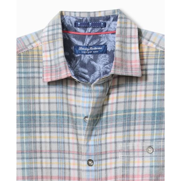 NWT TOMMY BAHAMA Coastline Cord Stretch Harbor Check Shirt Men 2XLT Featherstone - Picture 2 of 15